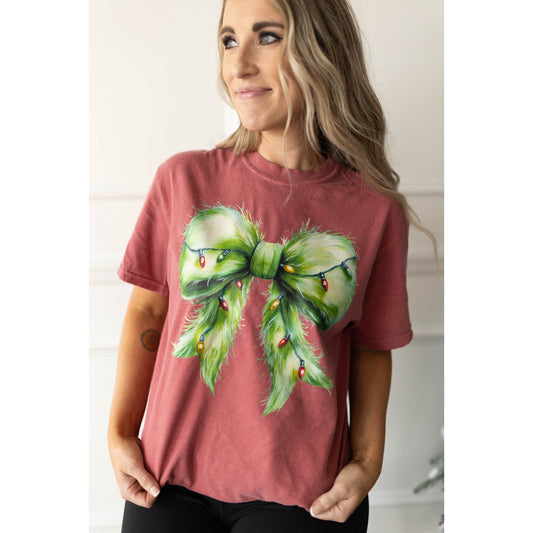 Grinchyyyy Christmas Bow | Crimson CC tee