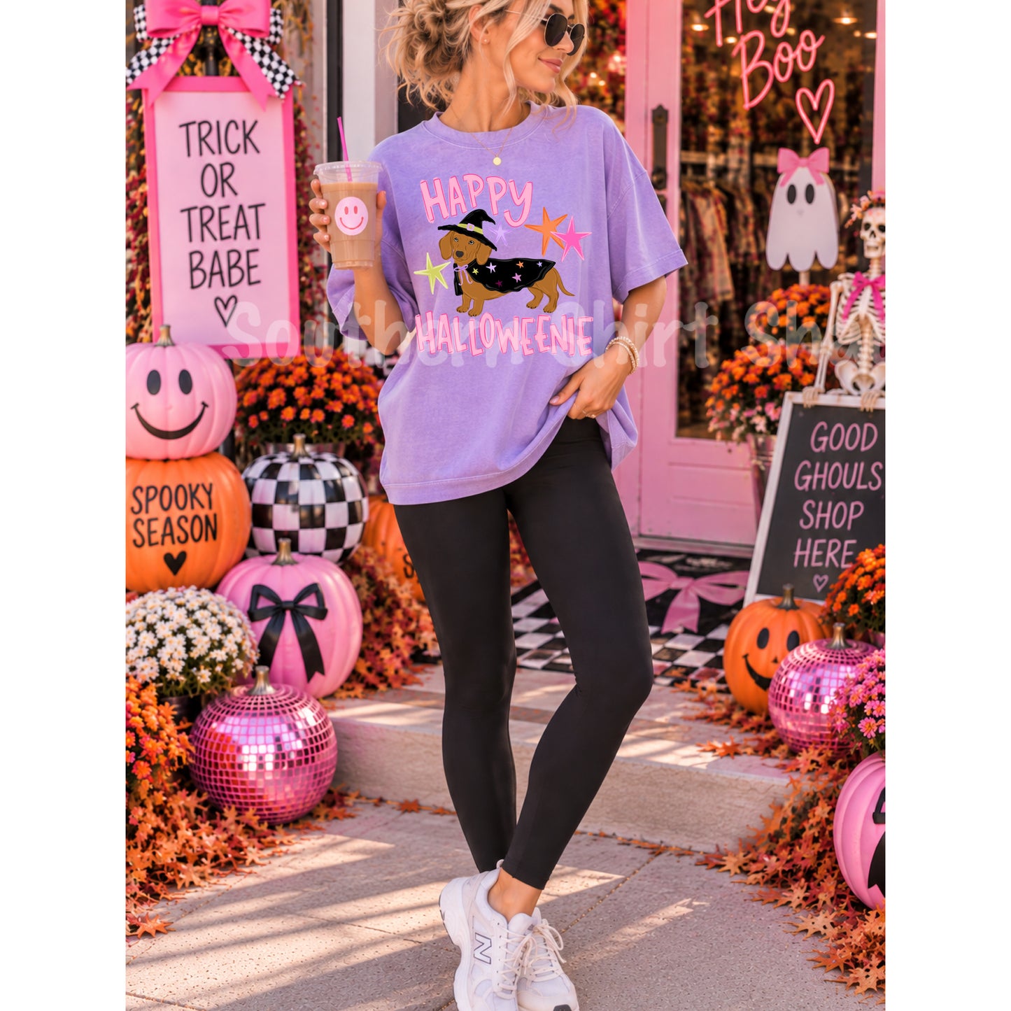 Halloweenie | Violet Comfort Colors tee