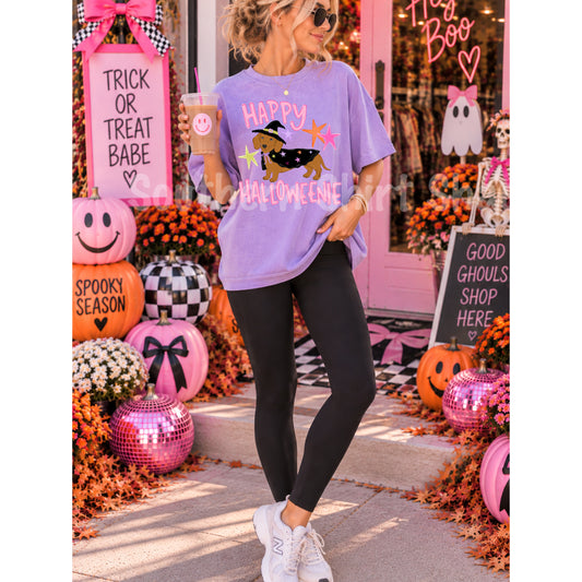 Halloweenie | Violet Comfort Colors tee