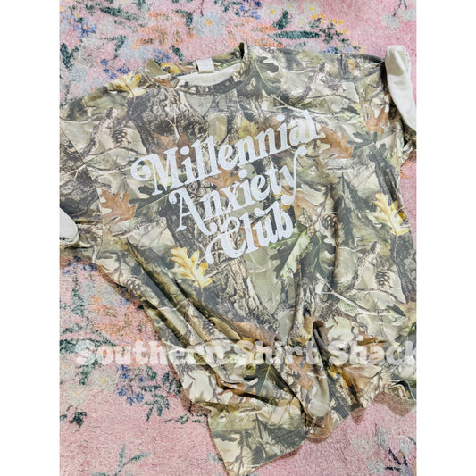 Millennial Anxiety Club | Green Camo Tee