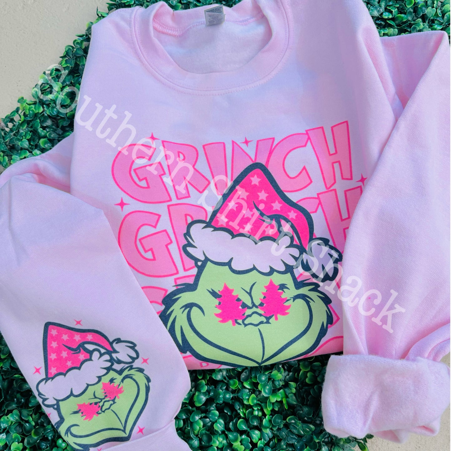 Preppy Pink Grinchhh | Light Pink Sweatshirt