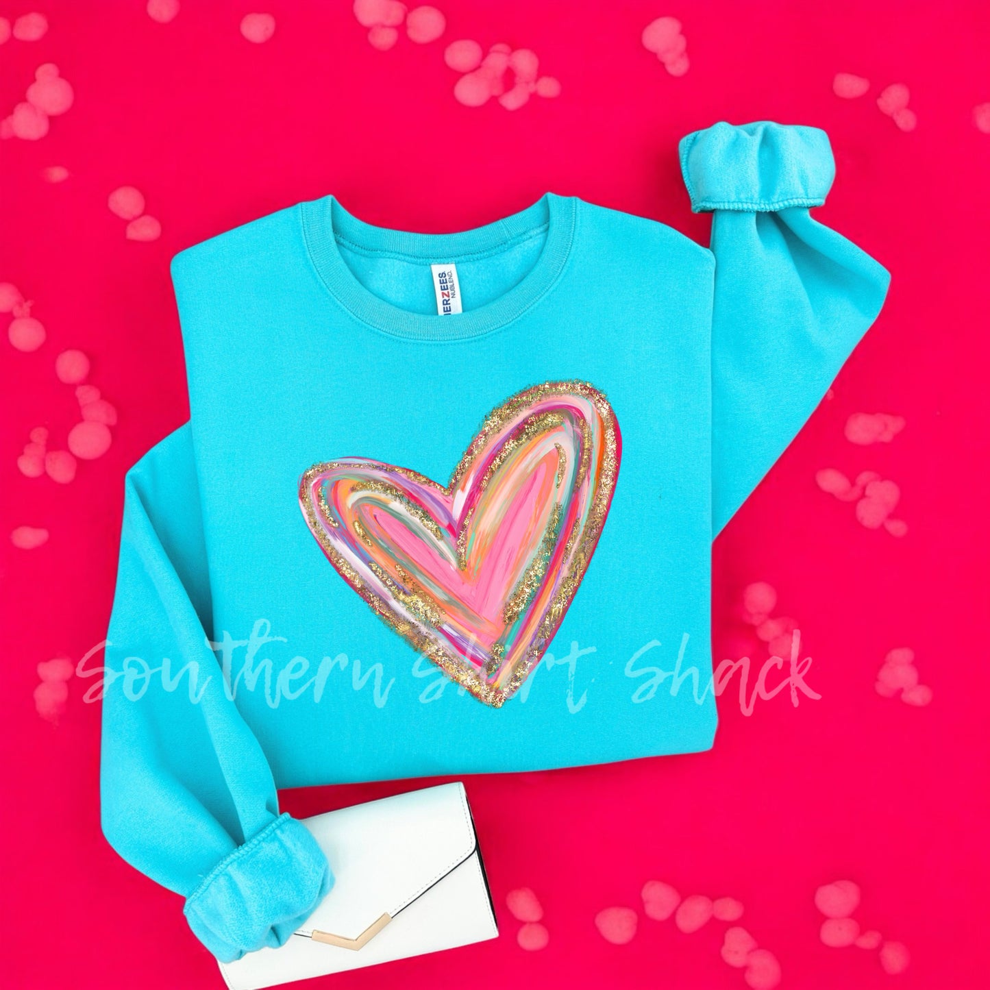 Watercolor Heart Sweatshirt | Scuba Blue