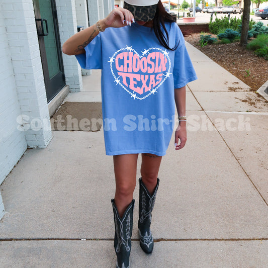 Choosin’ Tx Comfort Colors tee | Flo blue