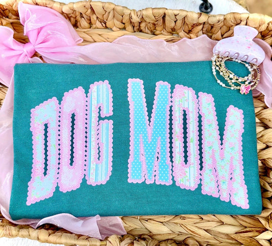 Fancy Floral DOG MOM Comfort Colors tee | Seafoam
