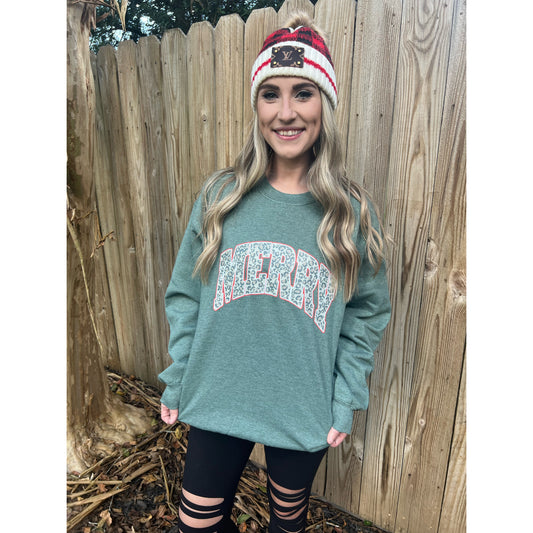 Varsity MERRY leopard Sweatshirt