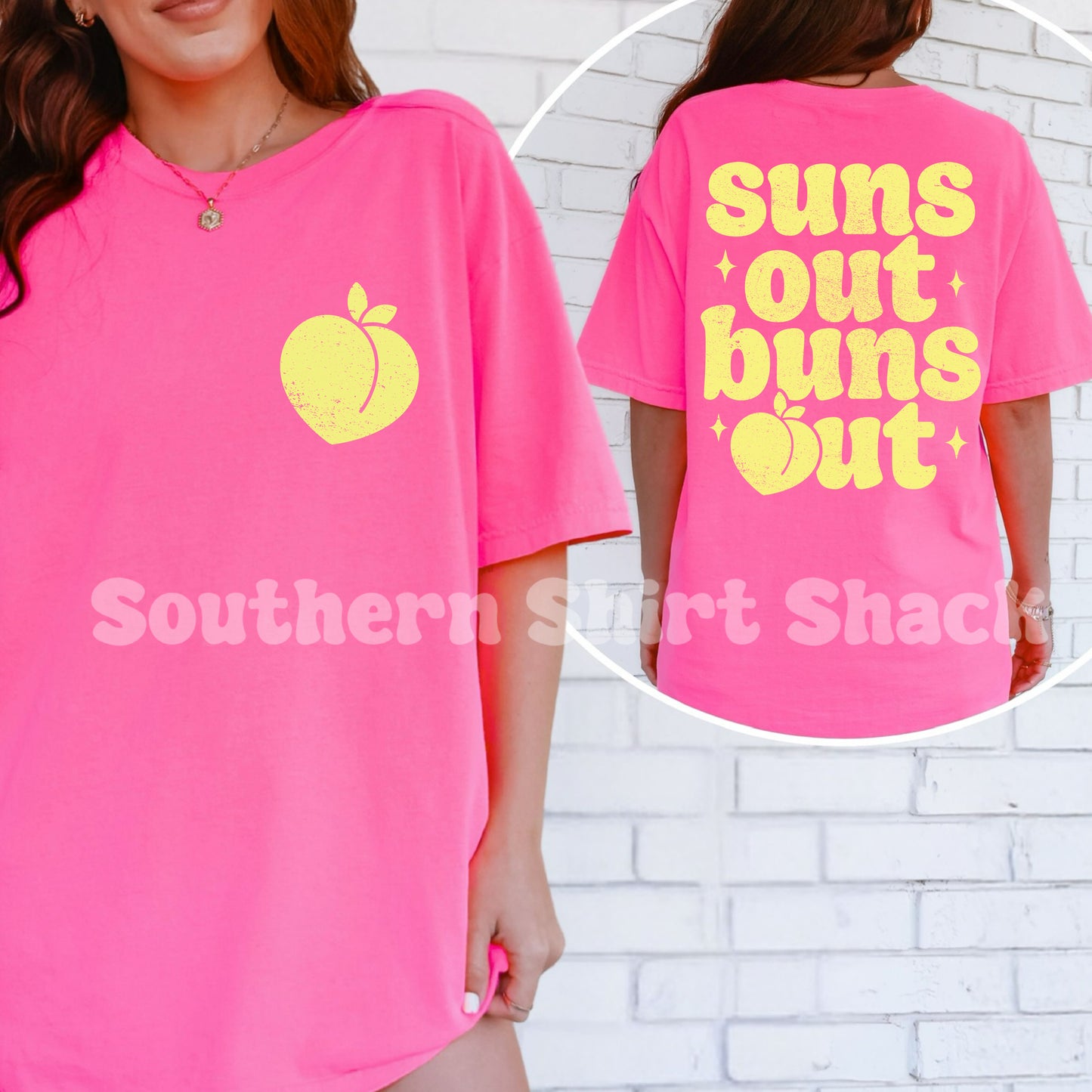 Suns out Buns out Comfort Colors tee | Neon Pink