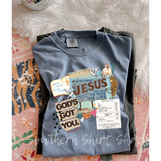 Jesus Collage Comfort Colors tee | Blue Jean