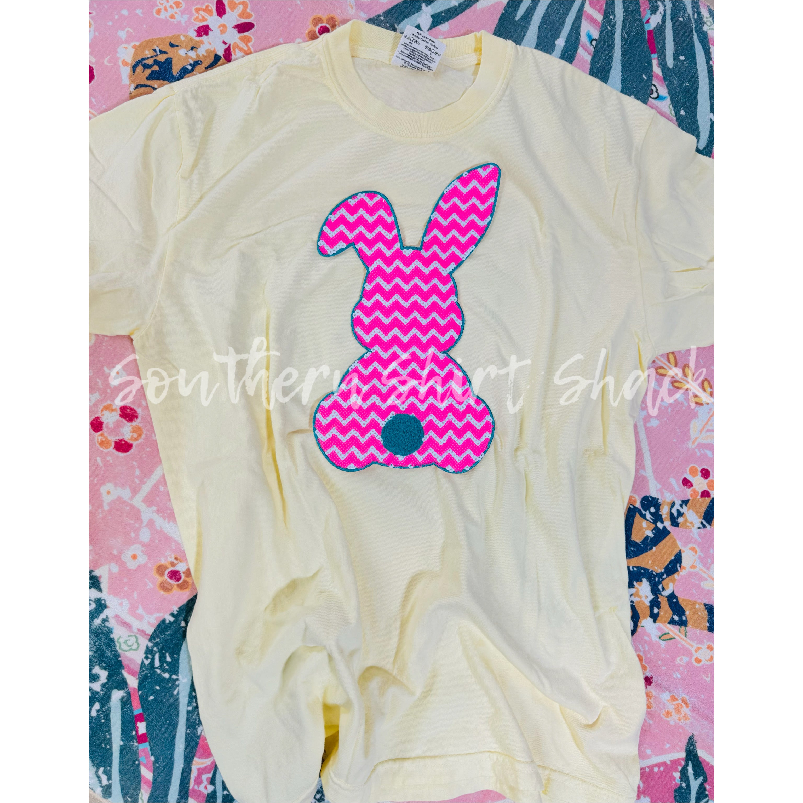 Sequin Bunny Patch Comfort Colors Tee | Banana – Southern Shirt Shack