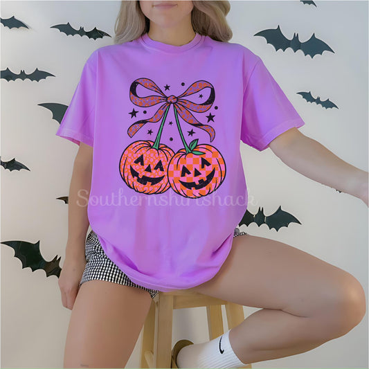 Halloween Cherries | Neon Violet Comfort Colors tee