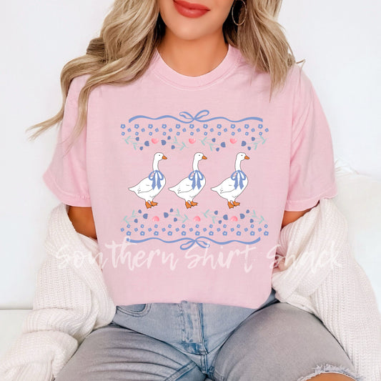 80s Coquette Goose Aesthetic Comfort Colors tee | Pink or Blue