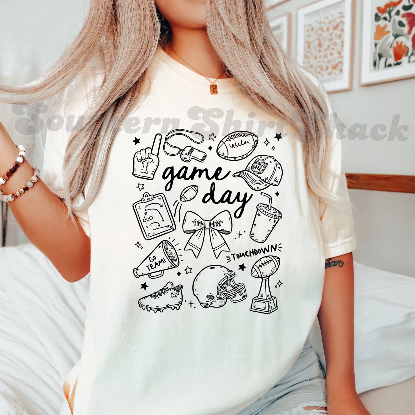 Girly Football Gameday | Multiple Color Options | Comfort Colors Tee