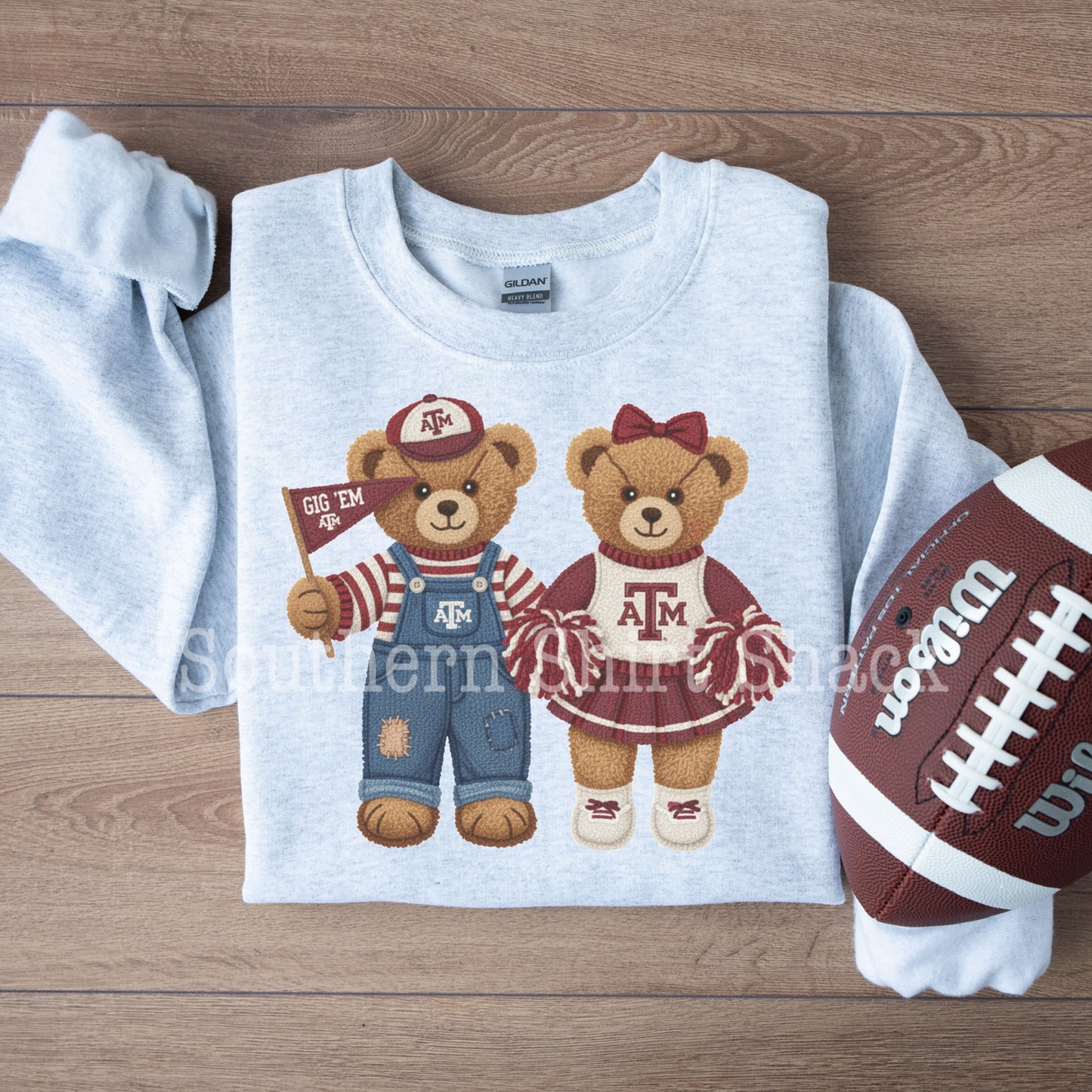Faux Yarn College Teddys | ADD YOUR TEAM IN NOTES AT CHECKOUT | Ash Gray Sweatshirt
