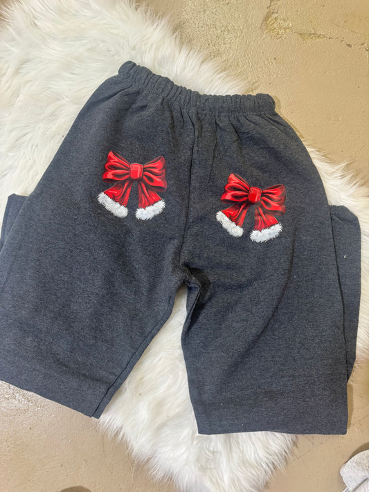 OOPSIE Santa bow joggers| S | READY TO SHIP