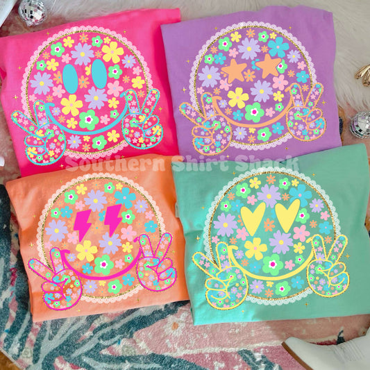 Groovy Smiley Comfort Colors tee
