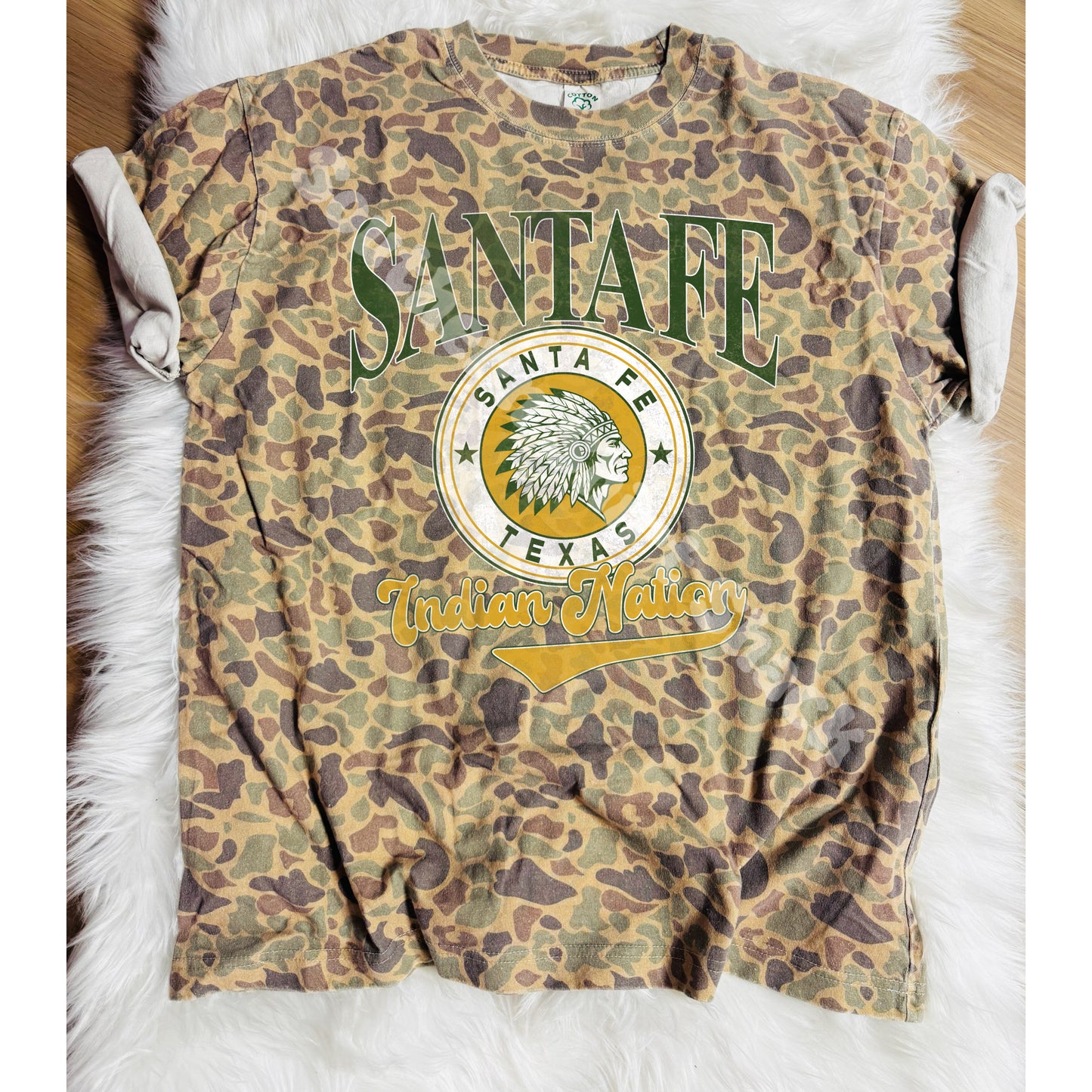 Varsity School Town Spirit Shirt | Duck Camo Cotton Tee