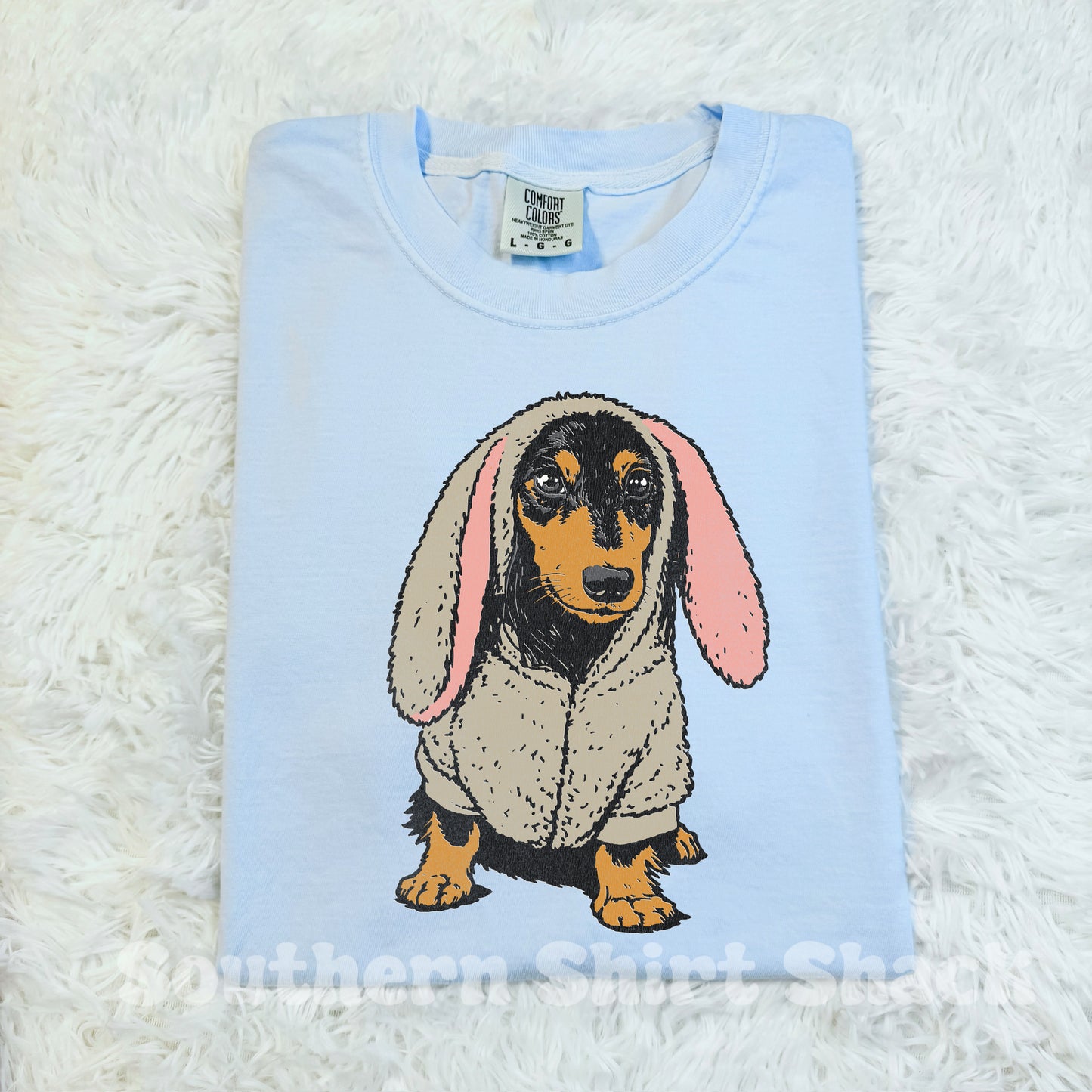 Weenie Dog Bunny Comfort Colors tee | Light Blue