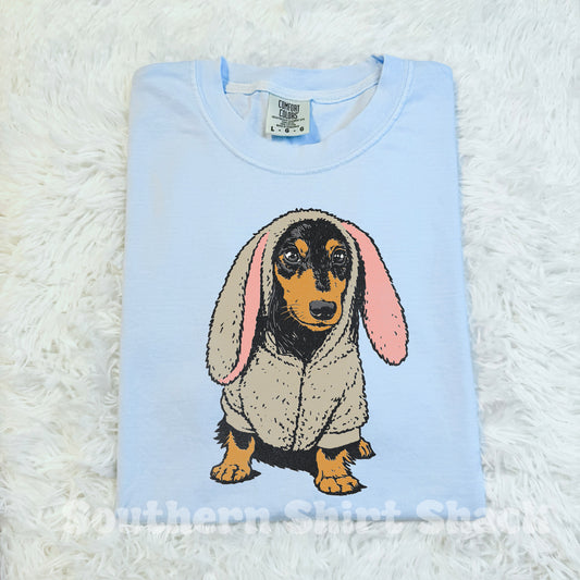 Weenie Dog Bunny Comfort Colors tee | Light Blue