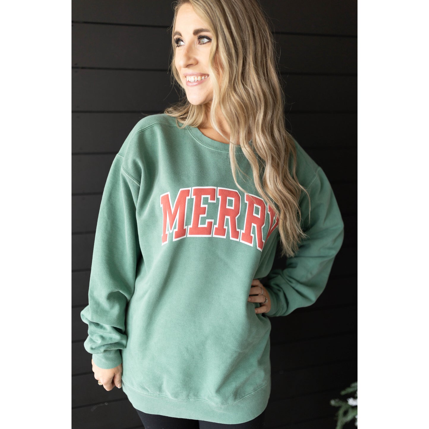 Merry Puff | Green Comfort Colors Sweatshirt