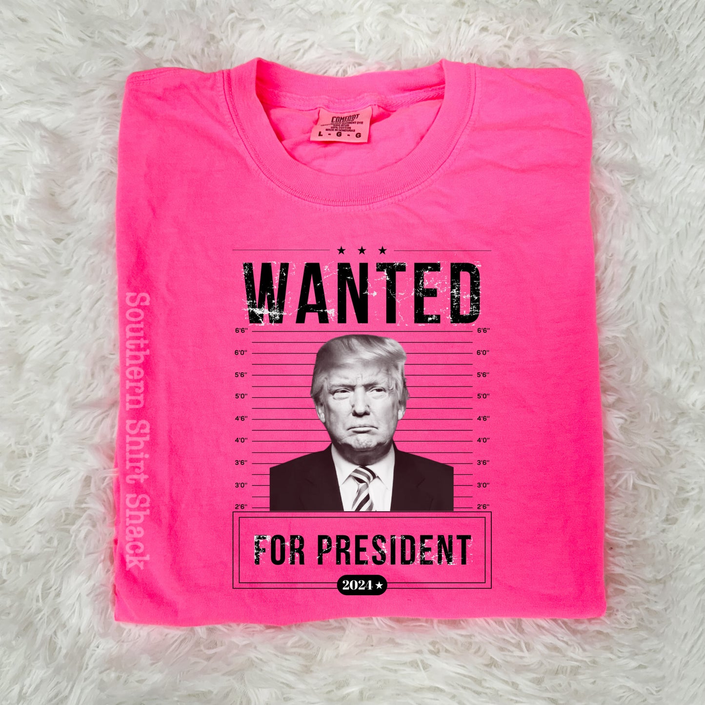 Wanted for President neon pink CC tee