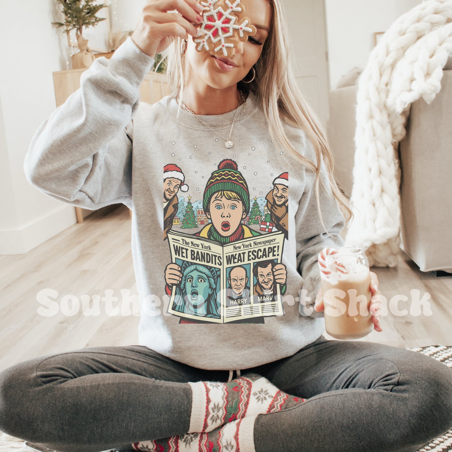 Home Alone Newspaper | Ash Gray Sweatshirt