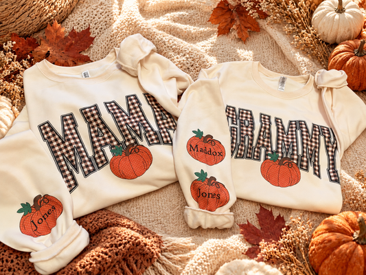 Custom Fall Name Cream Sweatshirt | Add your main name and pumpkin name(s) in notes before checkout!