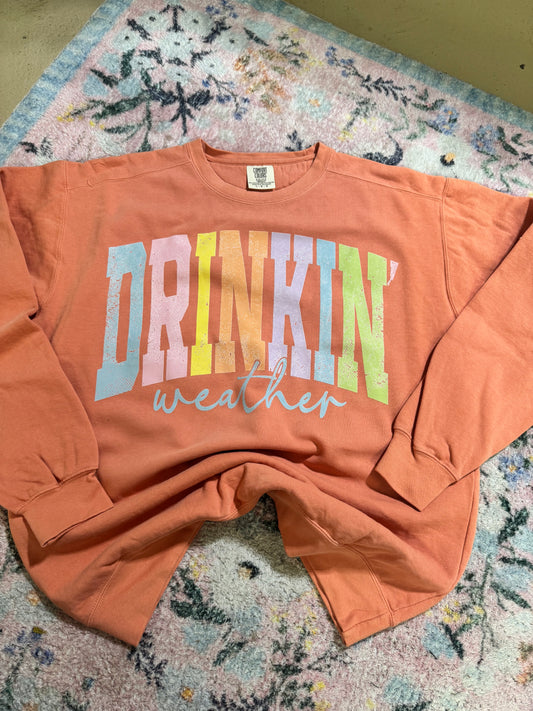 Drinkin Weather Comfort Colors Sweatshirt | L | READY TO SHIP