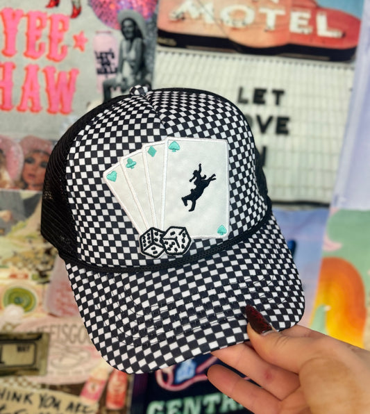 Western Cards Checkered Trucker Hat | READY TO SHIP