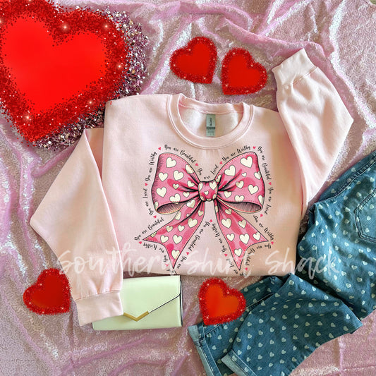 Valentine Bow Sweatshirt | Light Pink