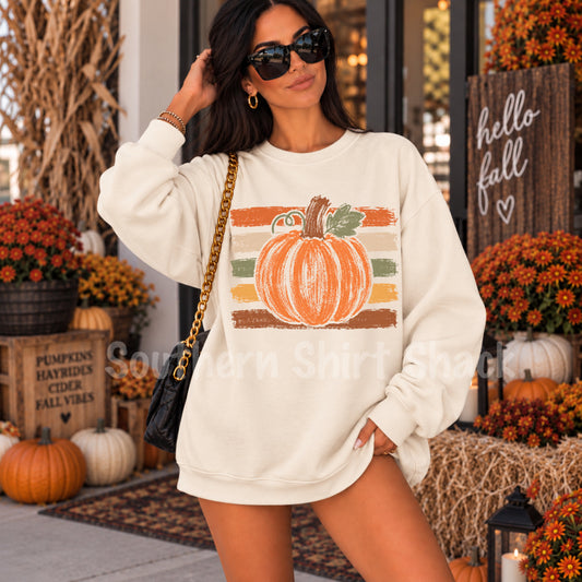 Striped Pumpkin Cream Gildan Softstyle Sweatshirt