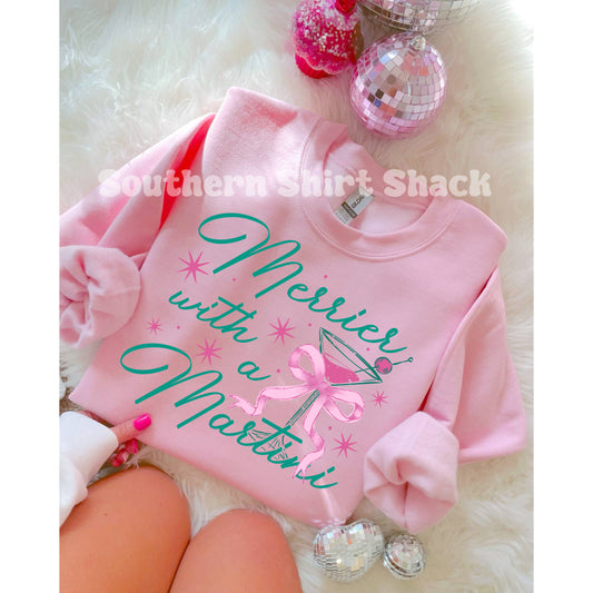 Merrier with a Martini | Light Pink Sweatshirt