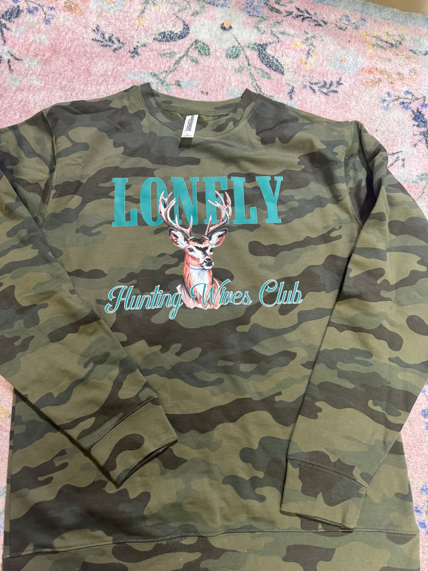 Lonely Hunting Wives Camo Sweatshirt | L | READY TO SHIP