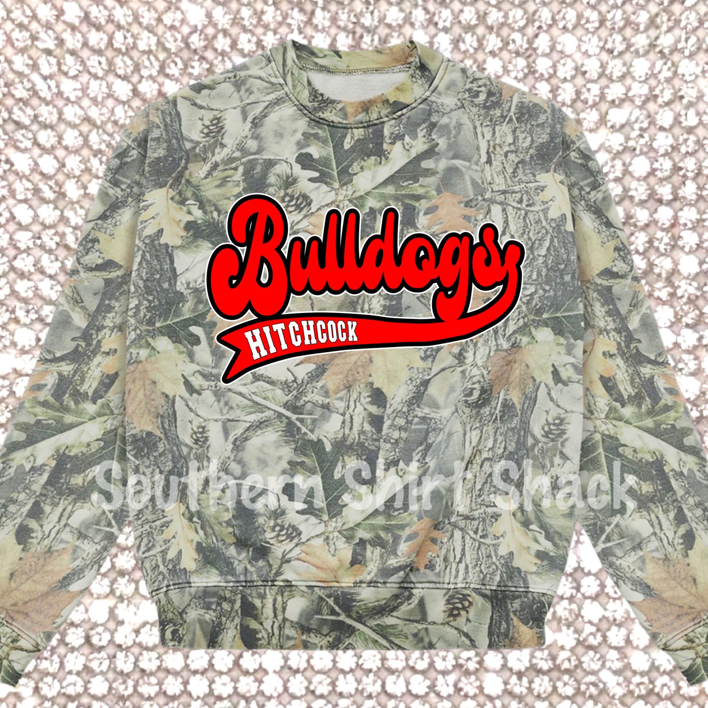 Custom Retro School Team Camo Crewneck or T-Shirt