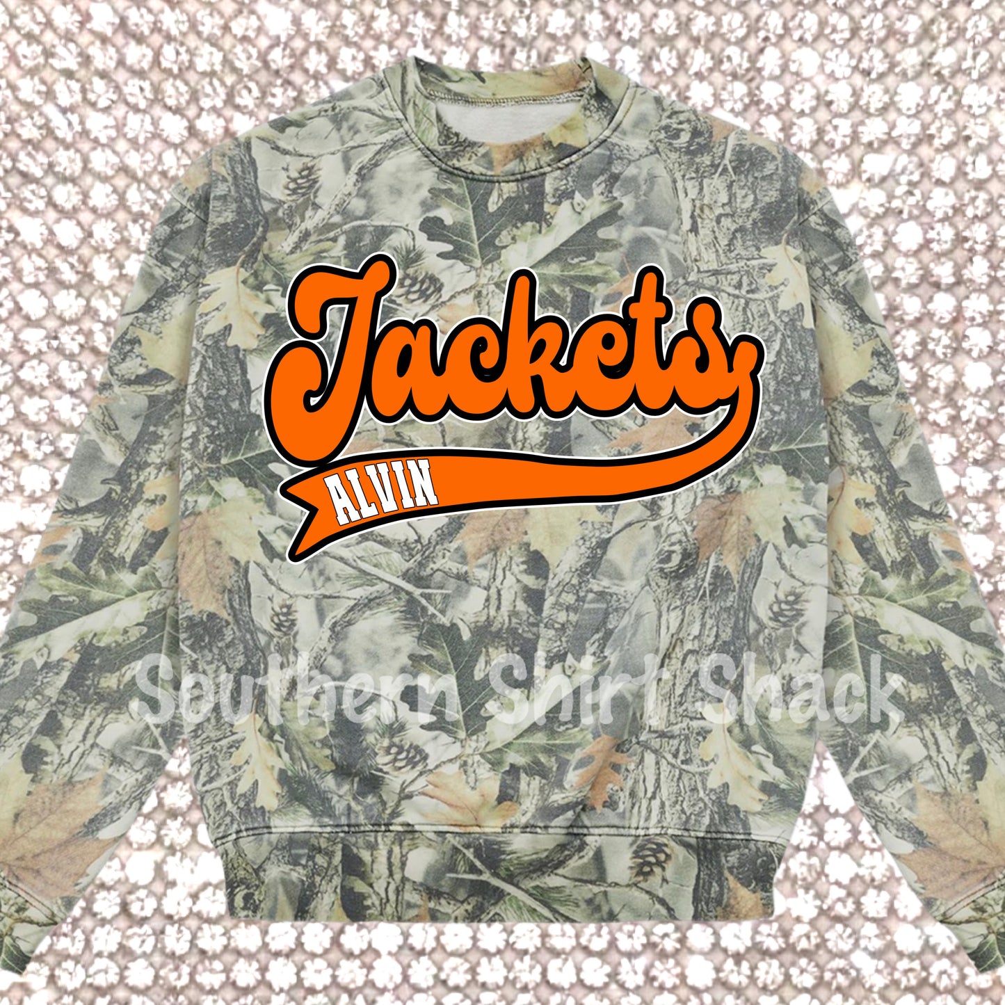 Custom Retro School Team Camo Crewneck or T-Shirt