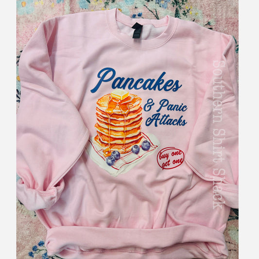 Pancakes and Panic Attacks | Light Pink Sweatshirt