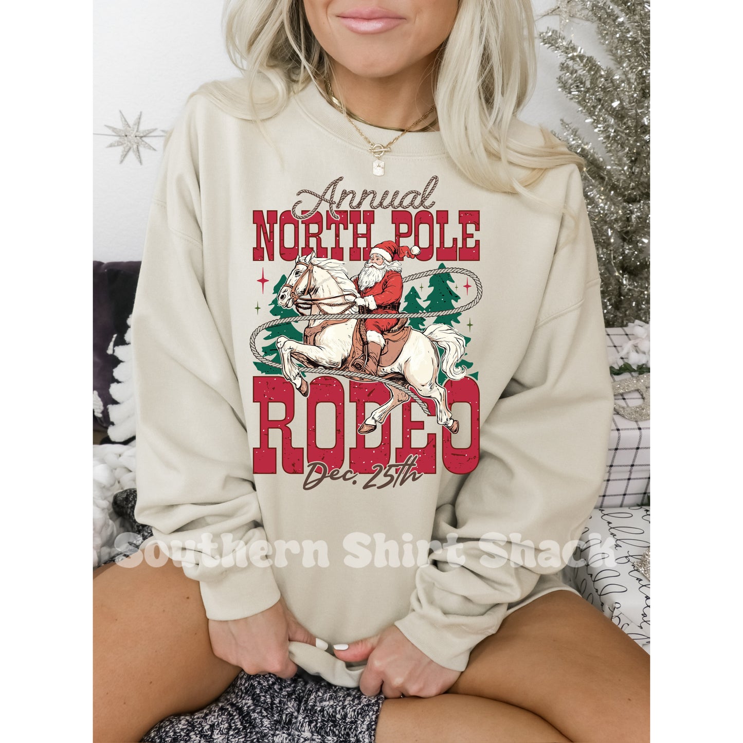 North Pole Rodeo | Sand Sweatshirt