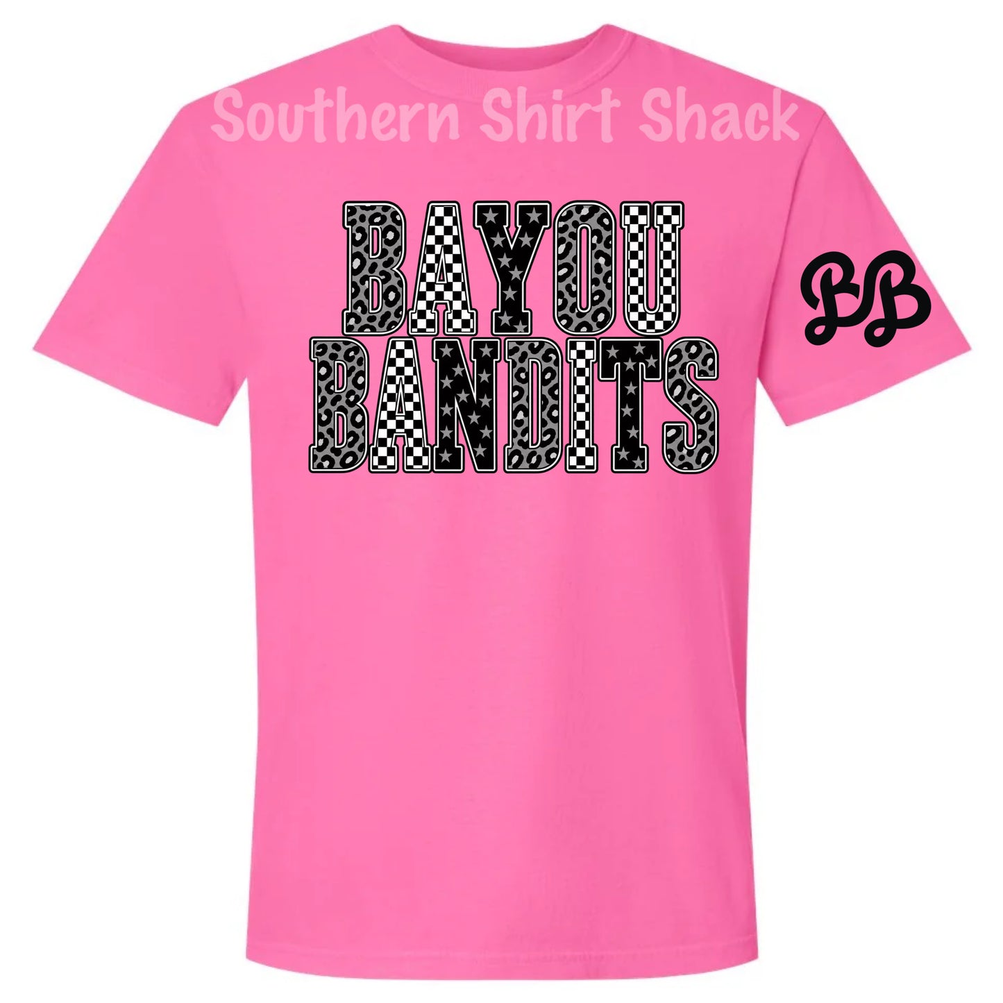 Checkered Leopard Bayou Bandits Comfort Colors Tee