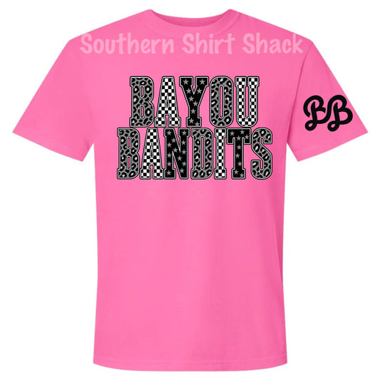 Checkered Leopard Bayou Bandits Comfort Colors Tee