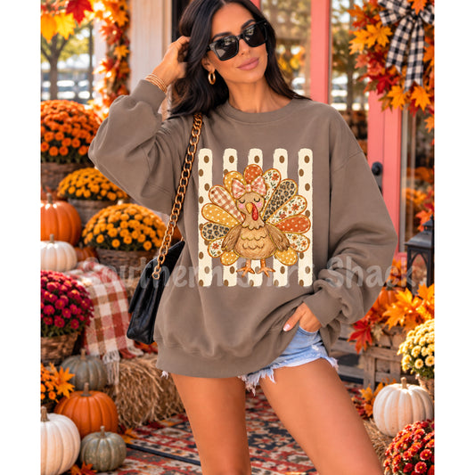Polka Dot Striped Turkey Brown Gildan Softstyle Sweatshirt