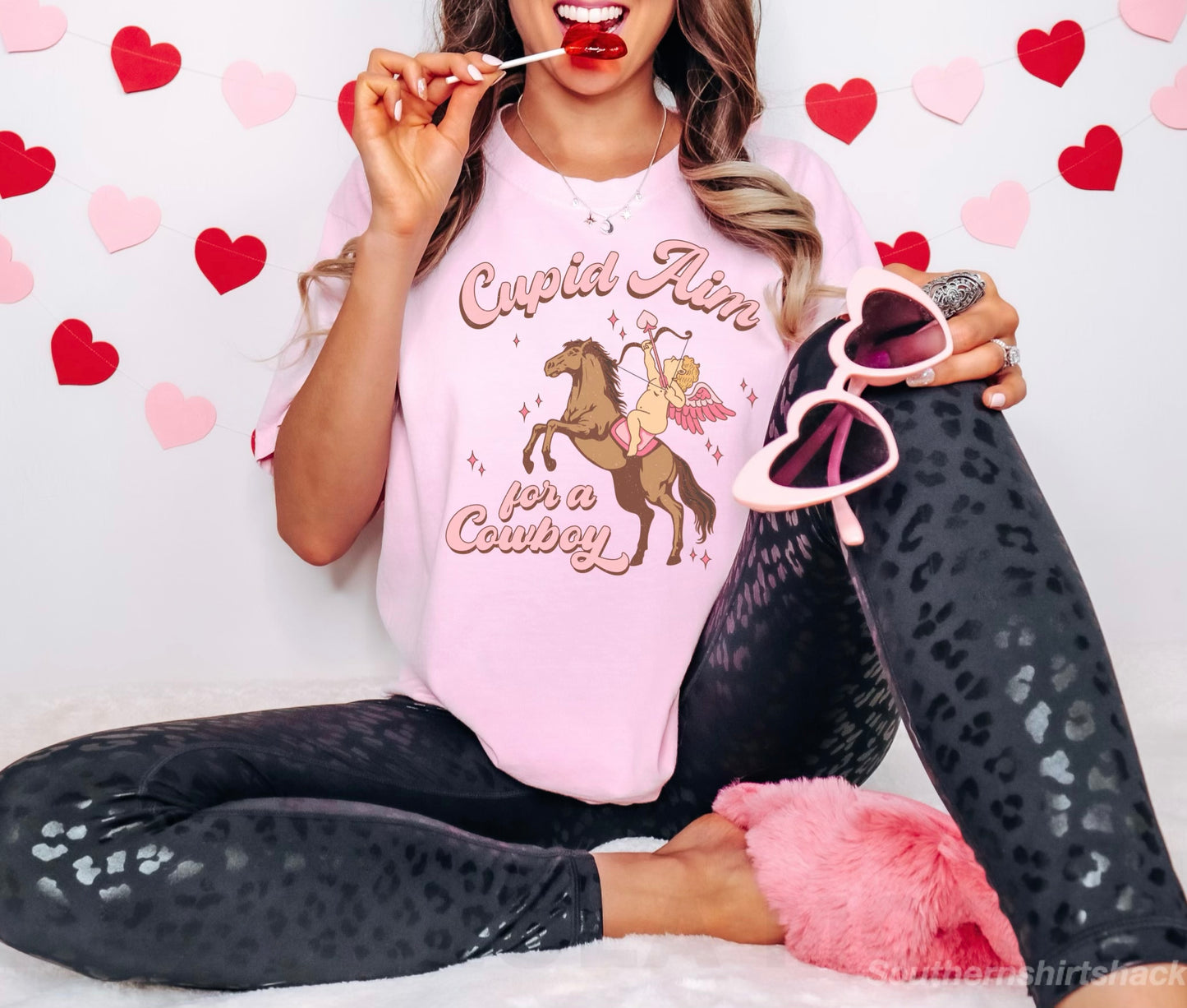 Cupid aim for a cowboy | Comfort Colors tee