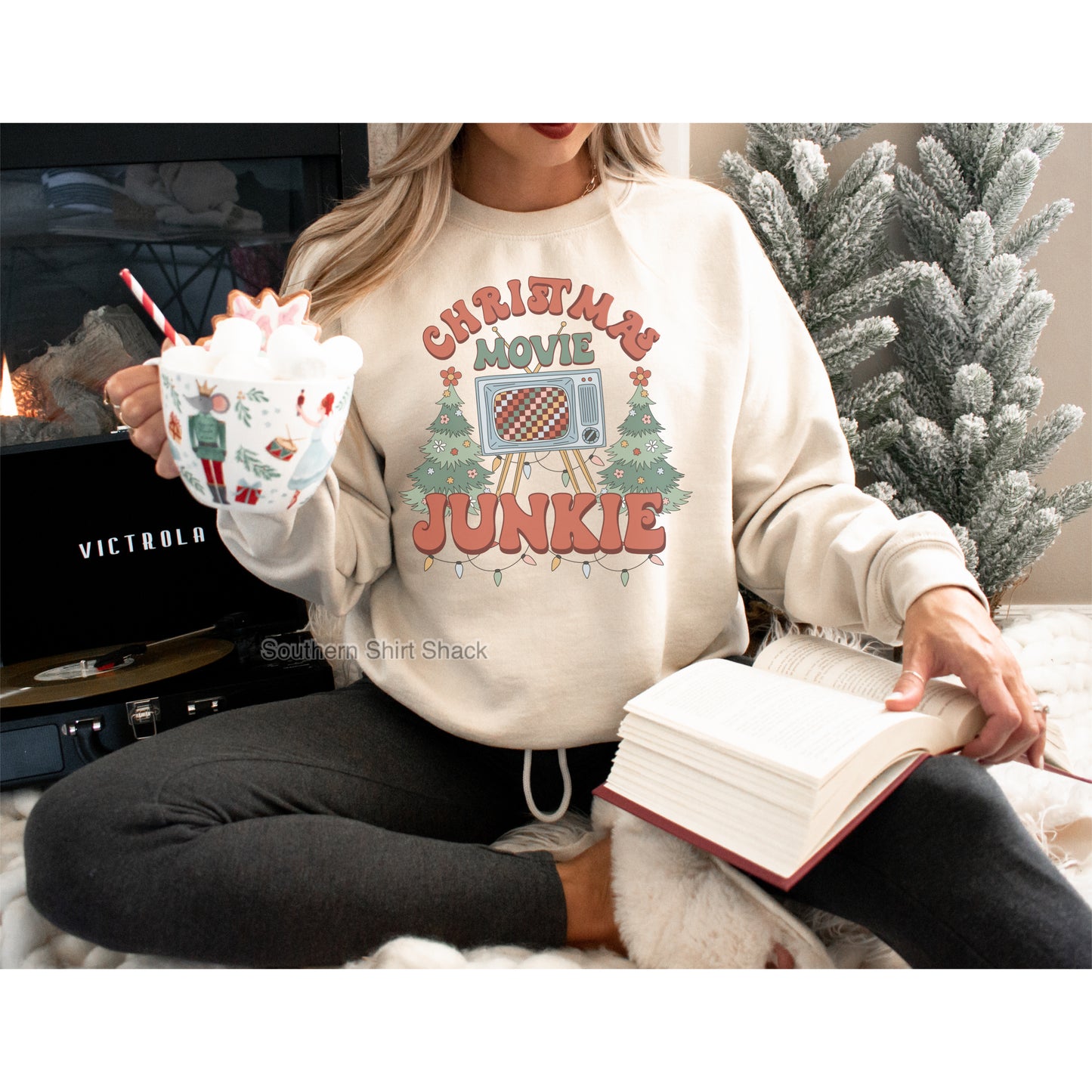 Retro Christmas Movie Junkie Sweatshirt