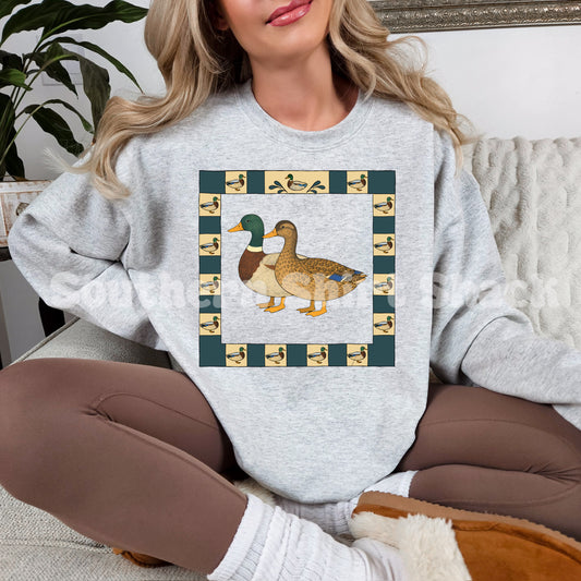 Vintage Mallard with border Sweatshirt | Ash gray