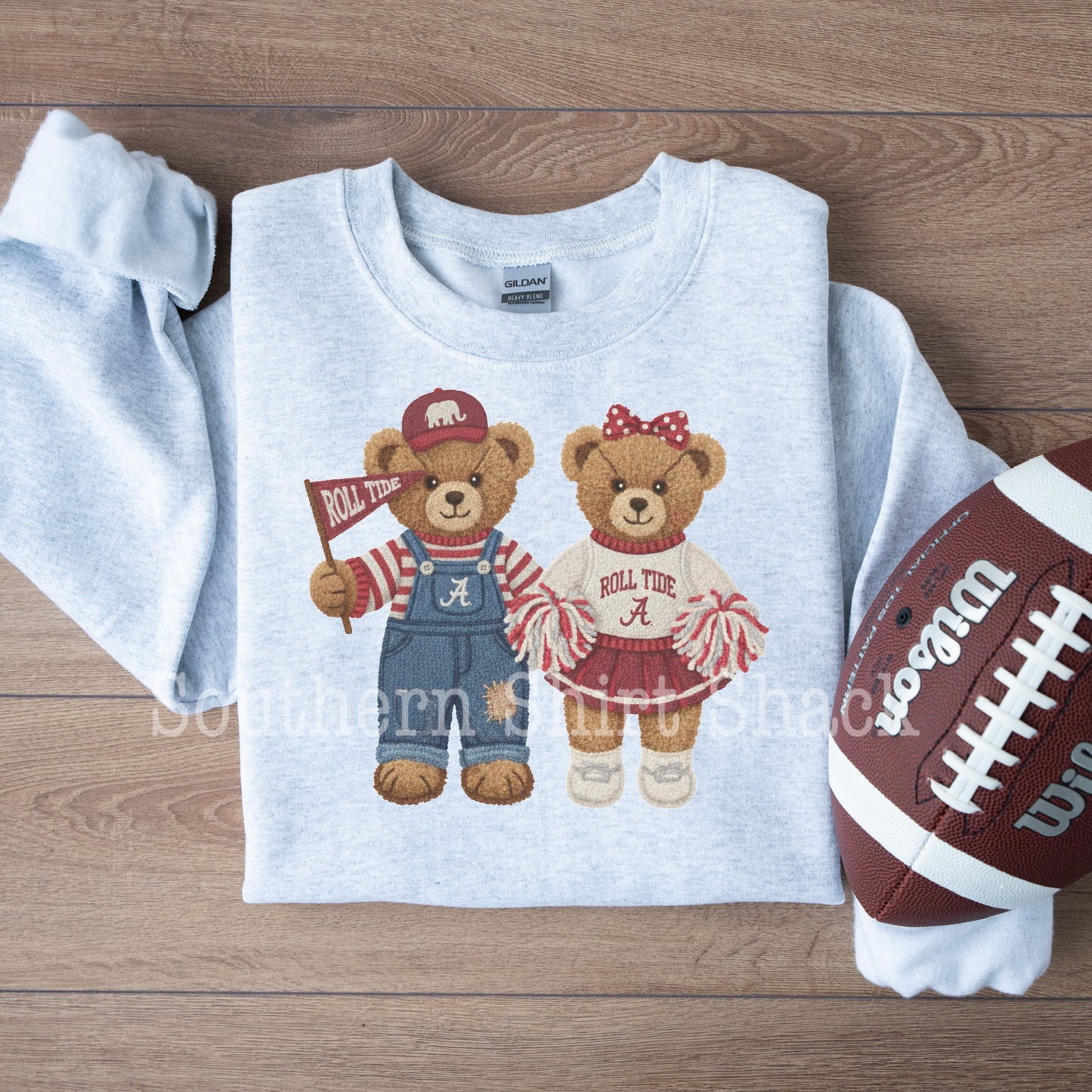 Faux Yarn College Teddys | ADD YOUR TEAM IN NOTES AT CHECKOUT | Ash Gray Sweatshirt
