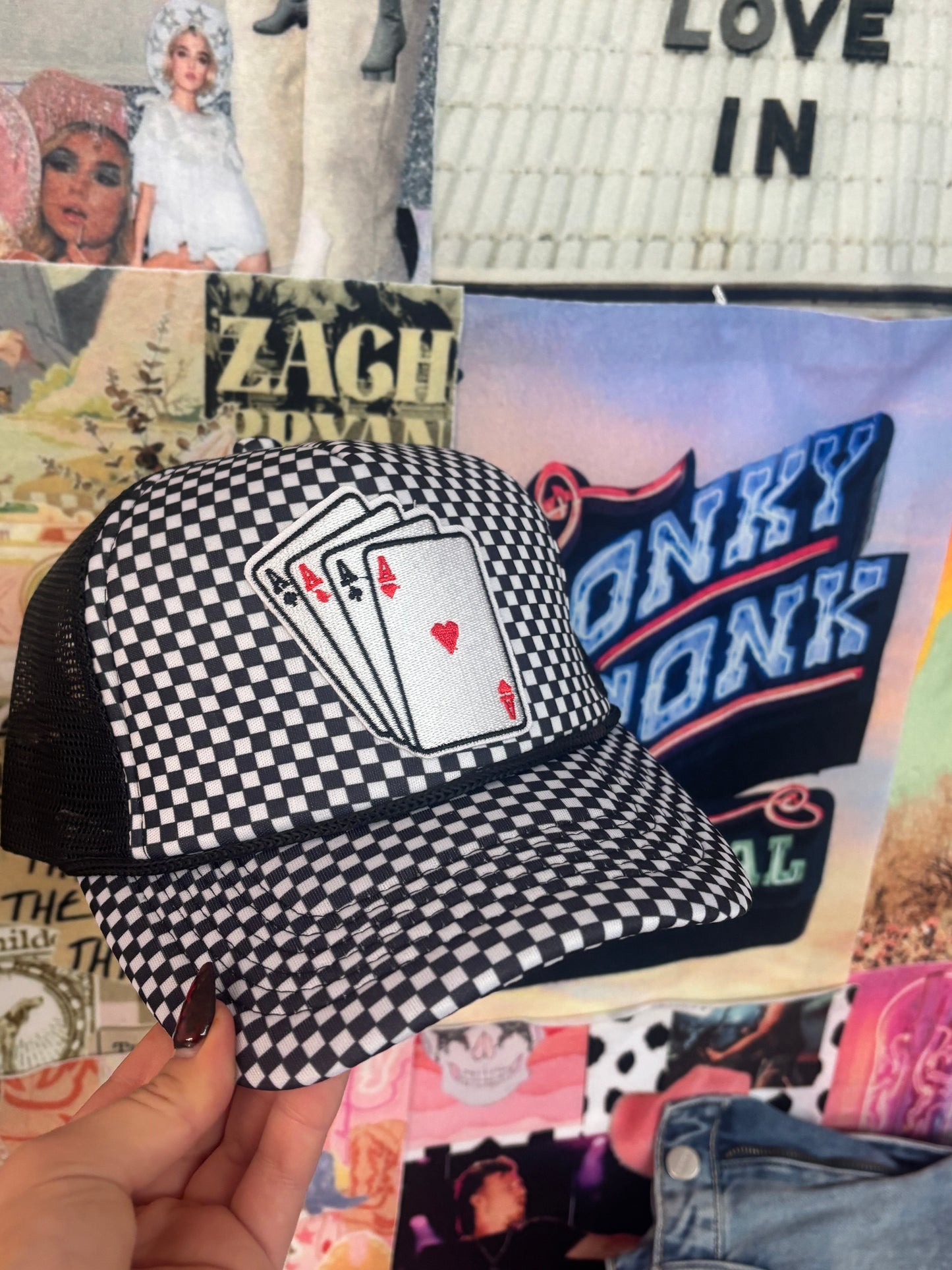Playing Cards Checkered Trucker Hat | READY TO SHIP