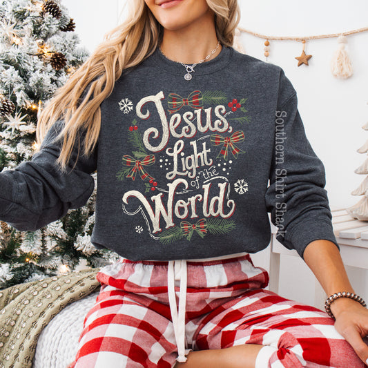 Jesus Light of the World | Heather Navy Blue Sweatshirt