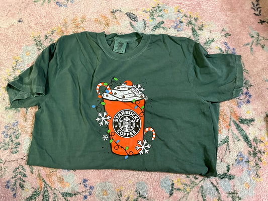 Oopsie Christmas coffee tee dark green | L | READY TO SHIP