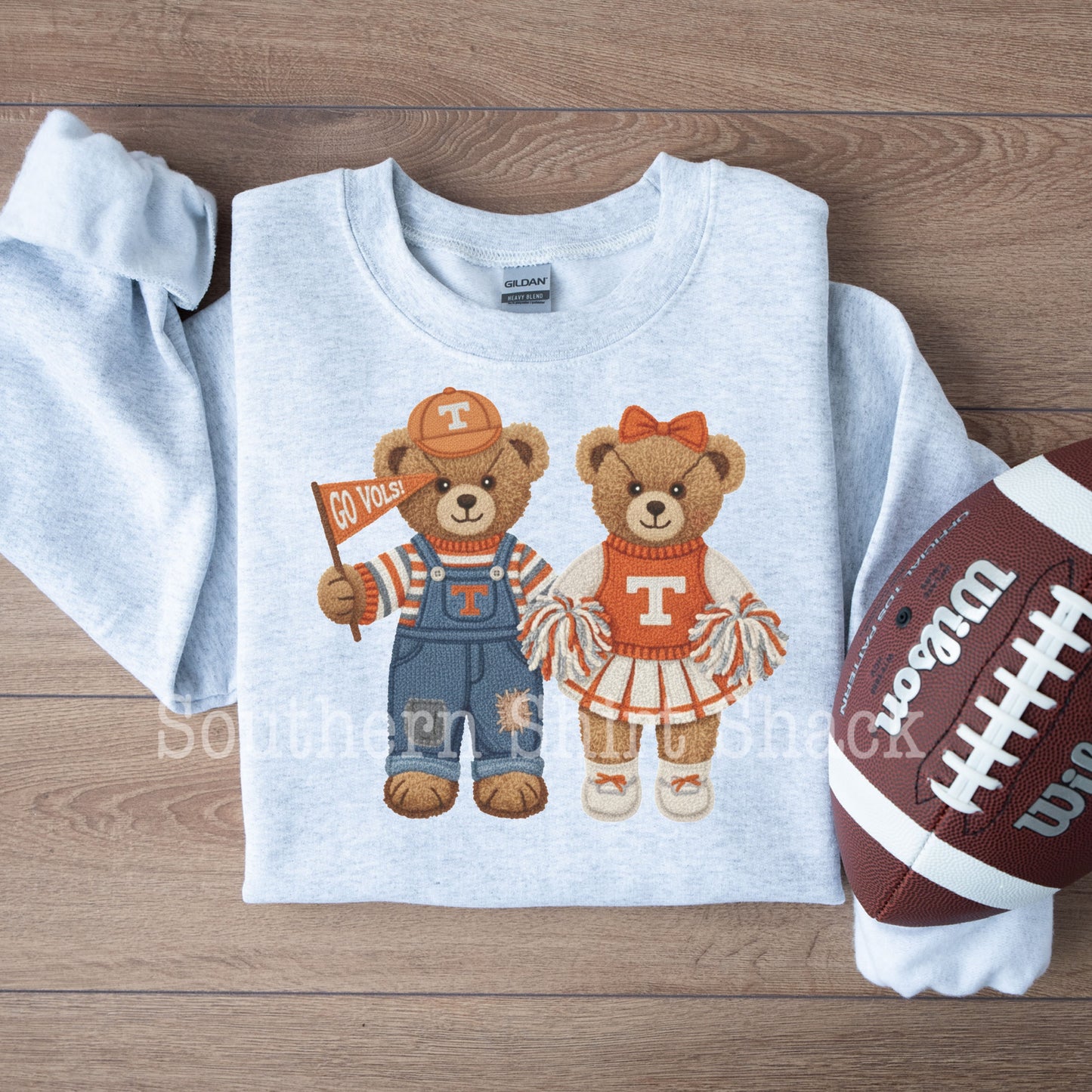 Faux Yarn College Teddys | ADD YOUR TEAM IN NOTES AT CHECKOUT | Ash Gray Sweatshirt