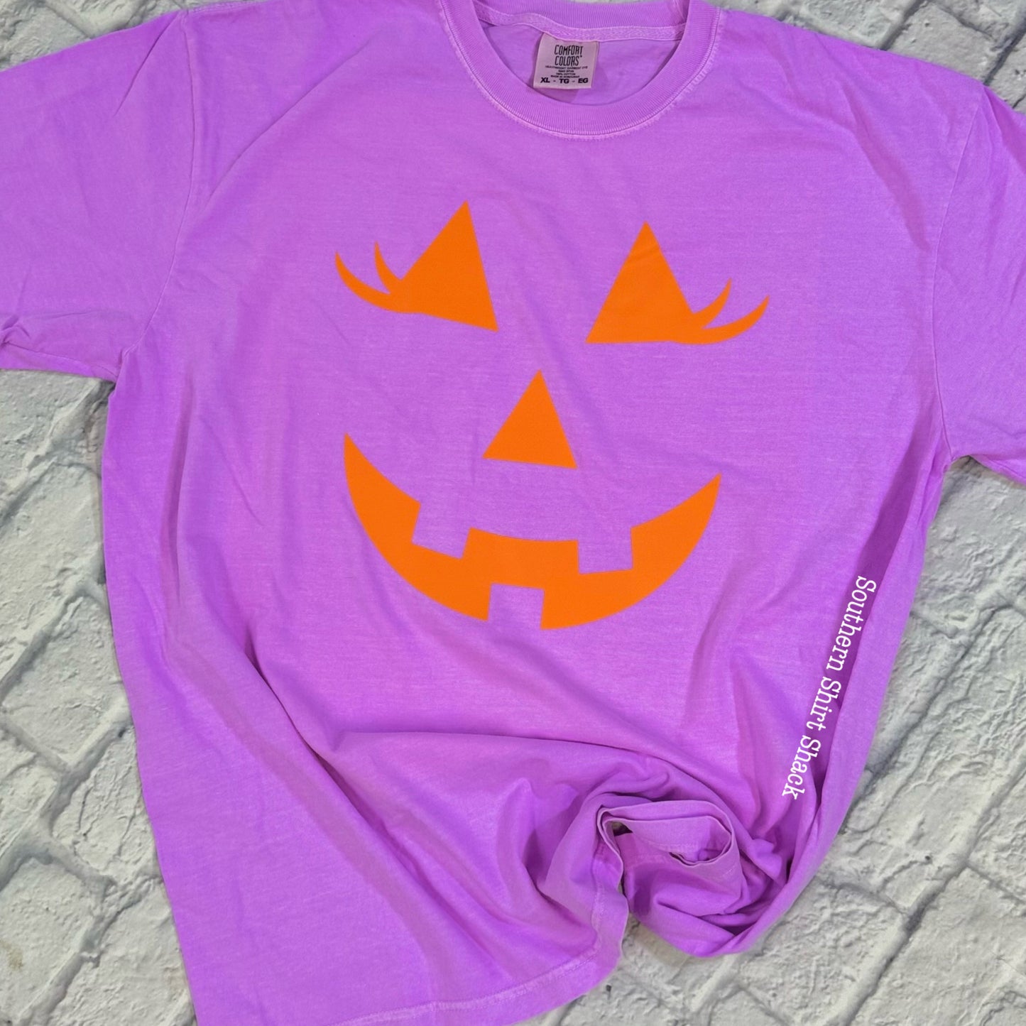 Preppy Pumpkin Face | Neon Violet CC tee