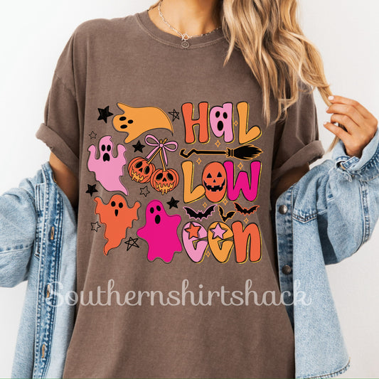 Pink & Orange Halloween Comfort Colors tee | Espresso