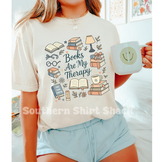 Books are my therapy Comfort Colors tee | Ivory