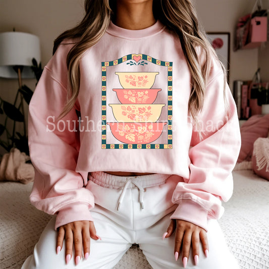 Vintage Pyrex Pink & White | Light Pink Sweatshirt